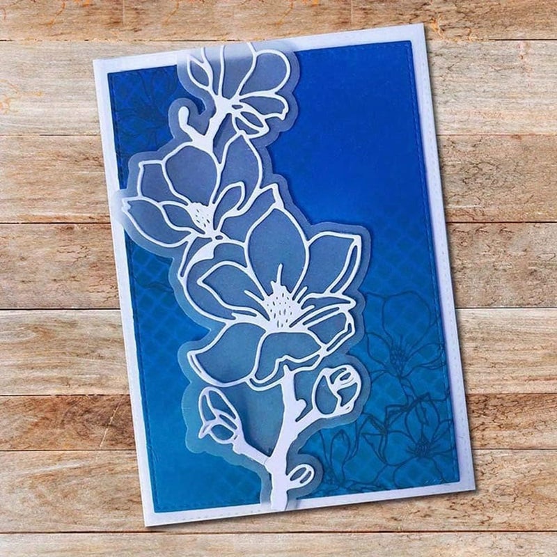 Lapoo 3D Backgrounds Frame Metal Cutting Die for Scrapbooking, New Cutting Dies DIY Album Card Making Decor Paper Craft Metal Die Cuts Party Wedding Decorations (Plum Blossom Stripes 6.5 x 3.2 in) - Image 2